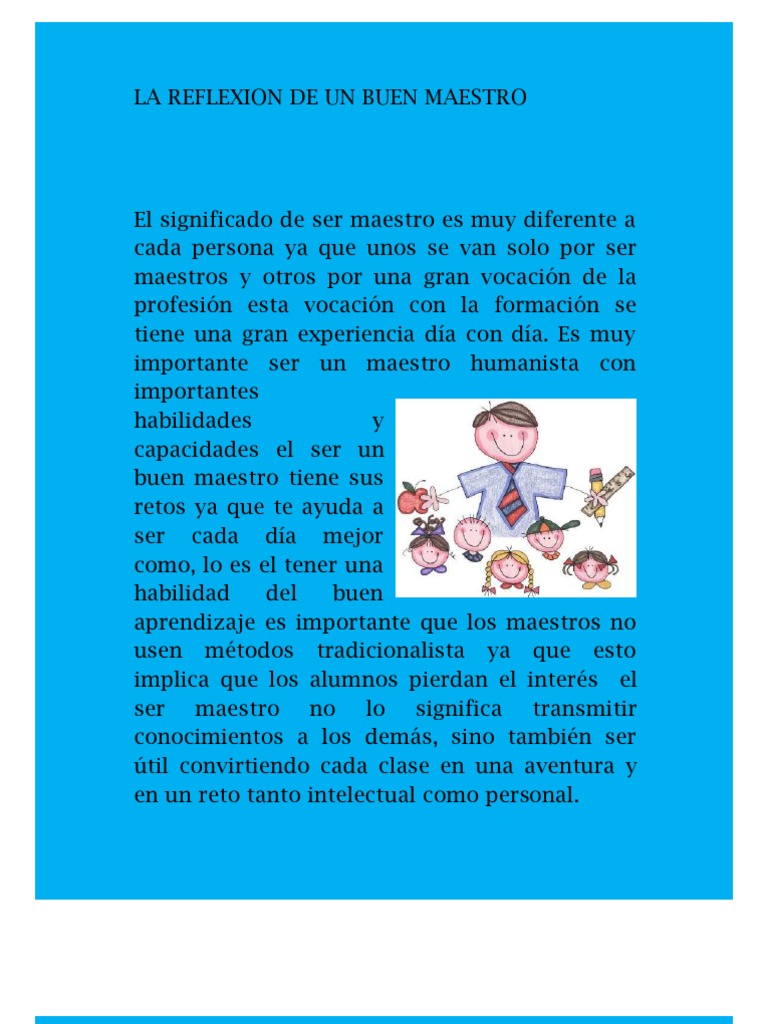 La Reflexion de Un Buen Maestro | PDF | Aprendizaje | Cognición