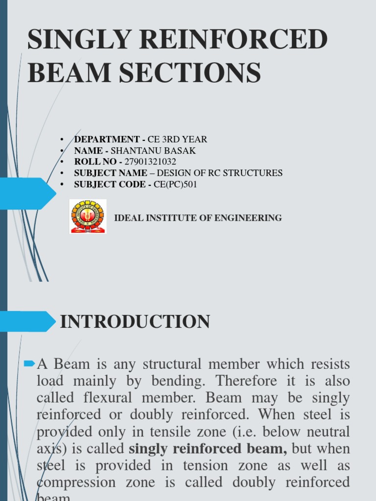 Design of Singly Reinforced Beams | PDF | Beam (Structure) | Bending