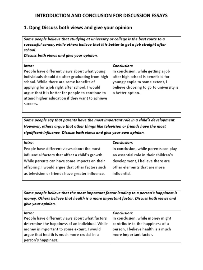 Structuring Discussion Essays: Intro & Conclusion | PDF | Social ...