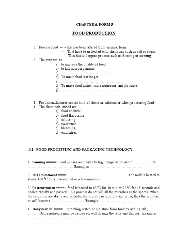 Food Processing Techniques and Additives | PDF | Wellness | Science ...