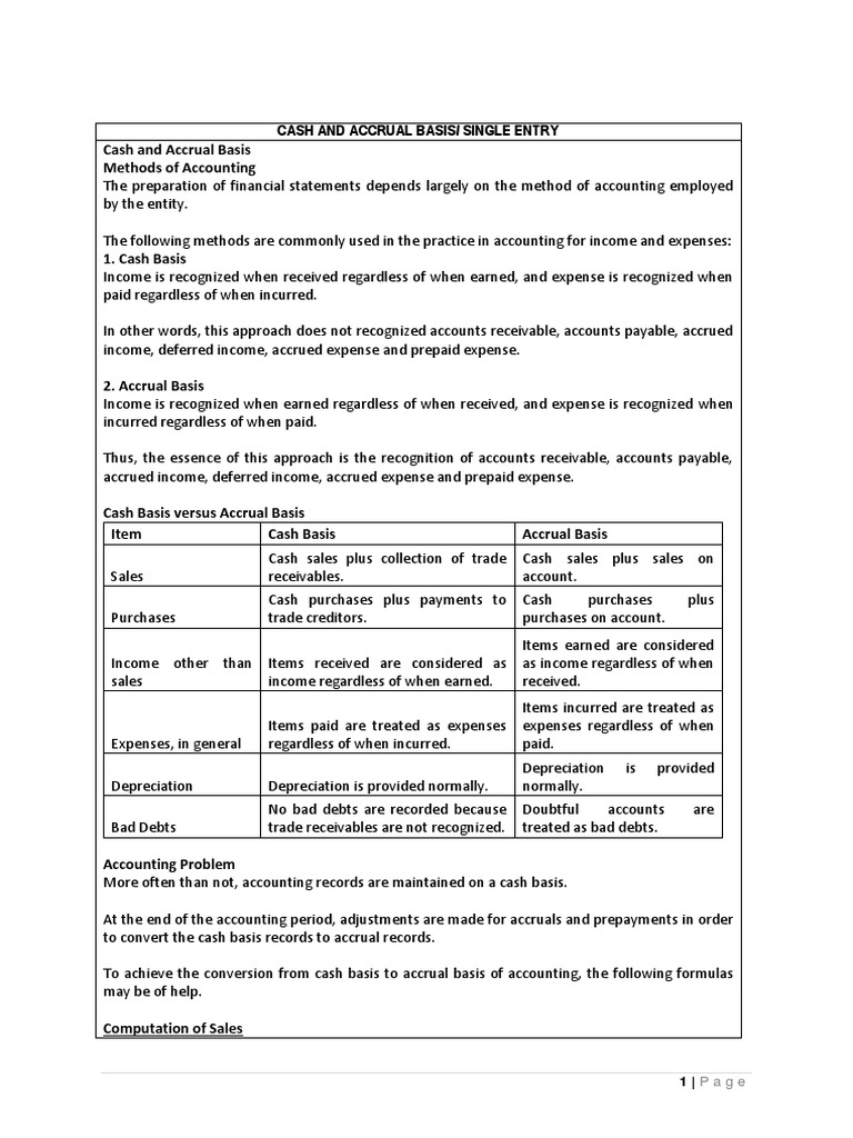 Cash vs. Accrual Accounting Methods | PDF | Deferral | Retained Earnings
