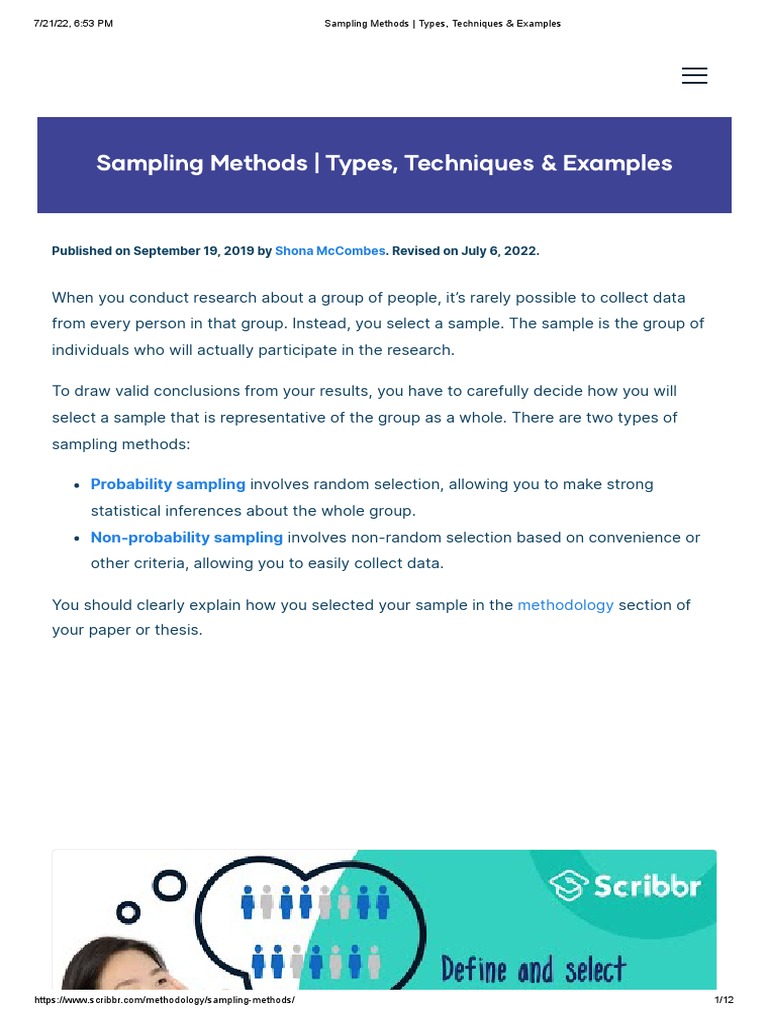 Sampling Methods - Types, Techniques & Examples | PDF | Sampling ...