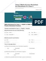 NCERT CBSE Class 3 Maths Practice Worksheet Fractions Fraction Worksheet For Class 3
