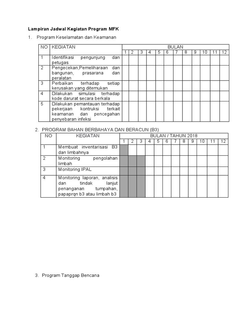 Jadwal Kegiatan Program MFK 2018 | PDF | Teknologi & Rekayasa