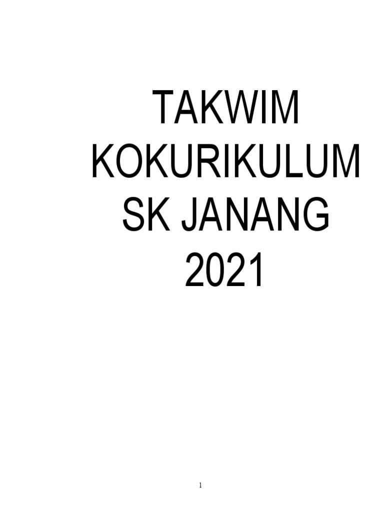 Takwim Sekolah 2021 | PDF