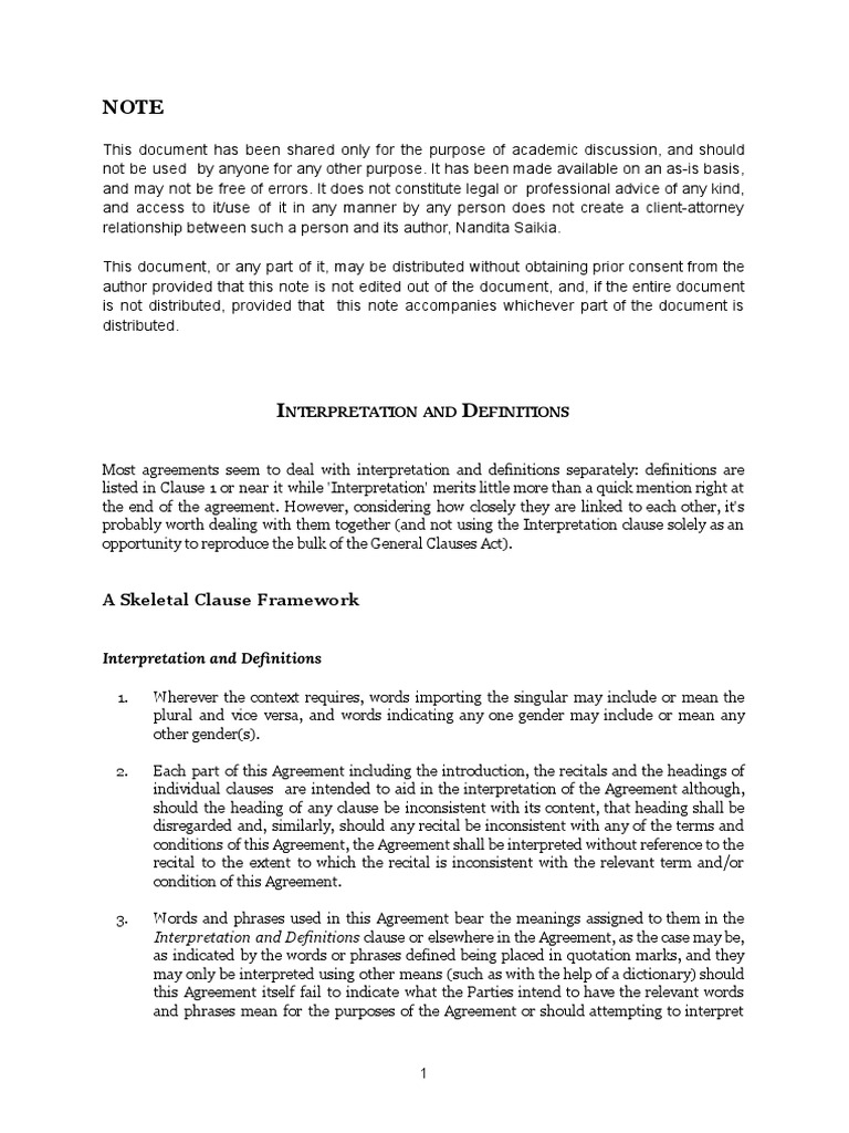 Recital Clause and Definitions Guide | PDF | Word | Communication