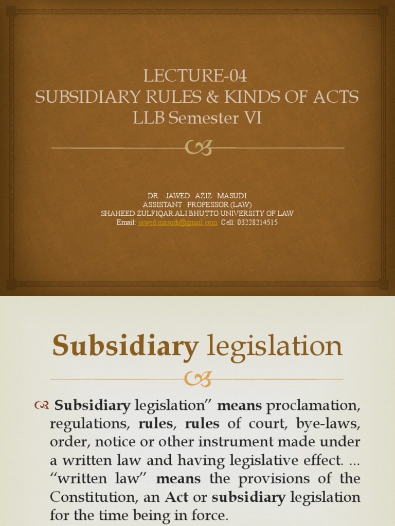 Types of Subsidiary Legislation Explained | PDF | By Law | Social ...