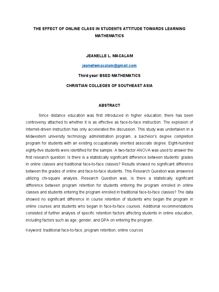 Online Classes and Student Attitudes | PDF | Distance Education ...