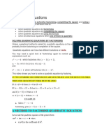 Quadratic Equations Methods