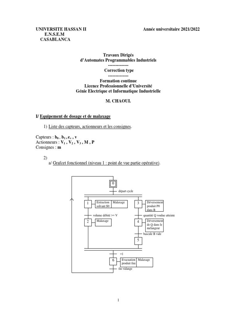 Exercices Automates Programmables PDF | PDF | Automate programmable ...