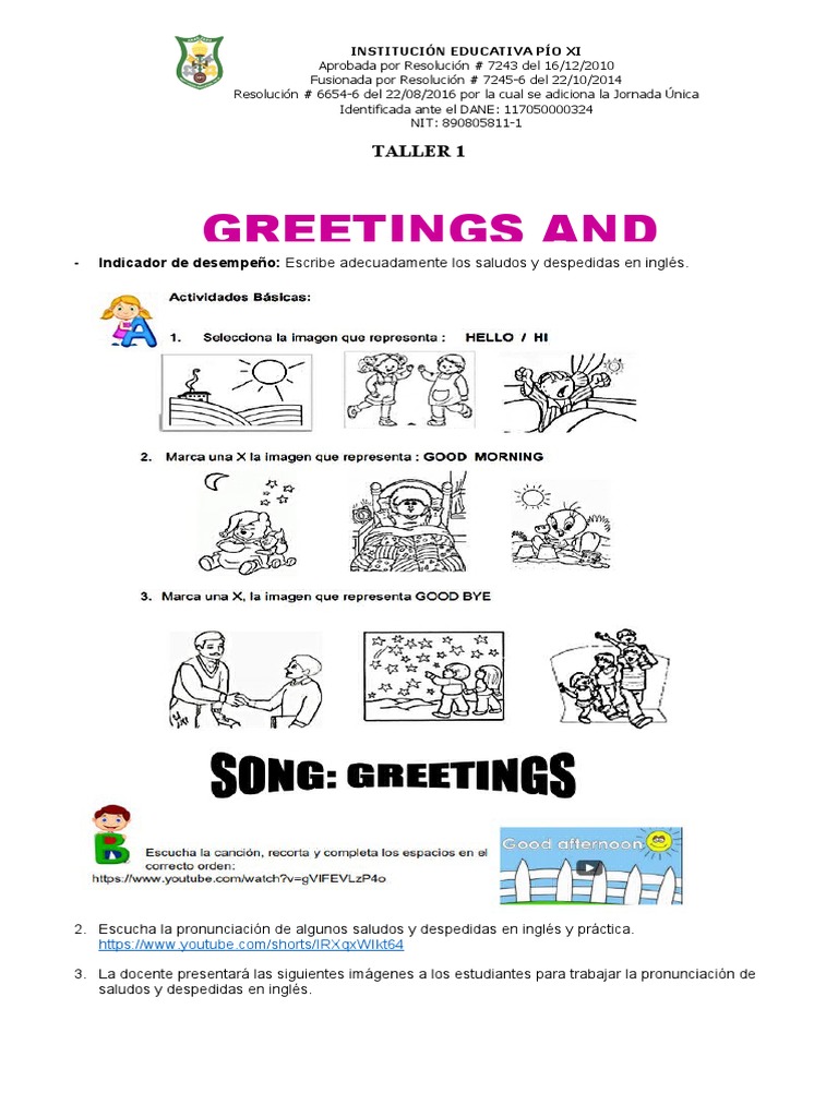 4º y 5º - Guías de Inglés - Primer Periodo | PDF | Idioma en Inglés ...