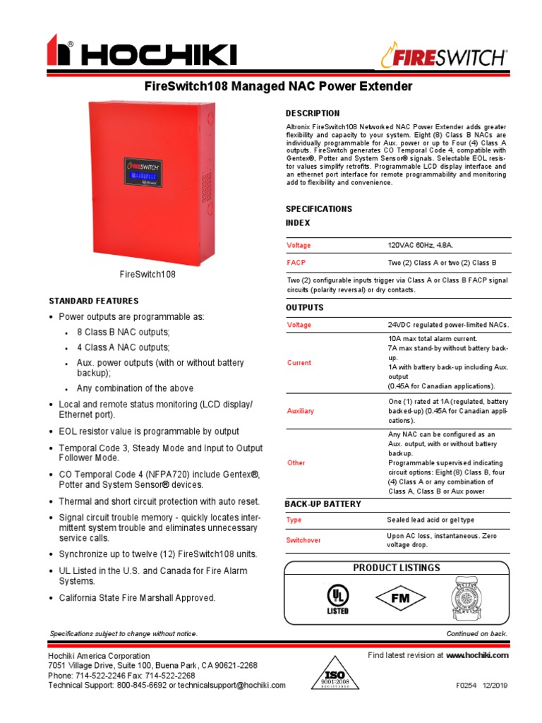 Fireswitch108 Managed Nac Power Extender: Description | PDF | Amplifier ...