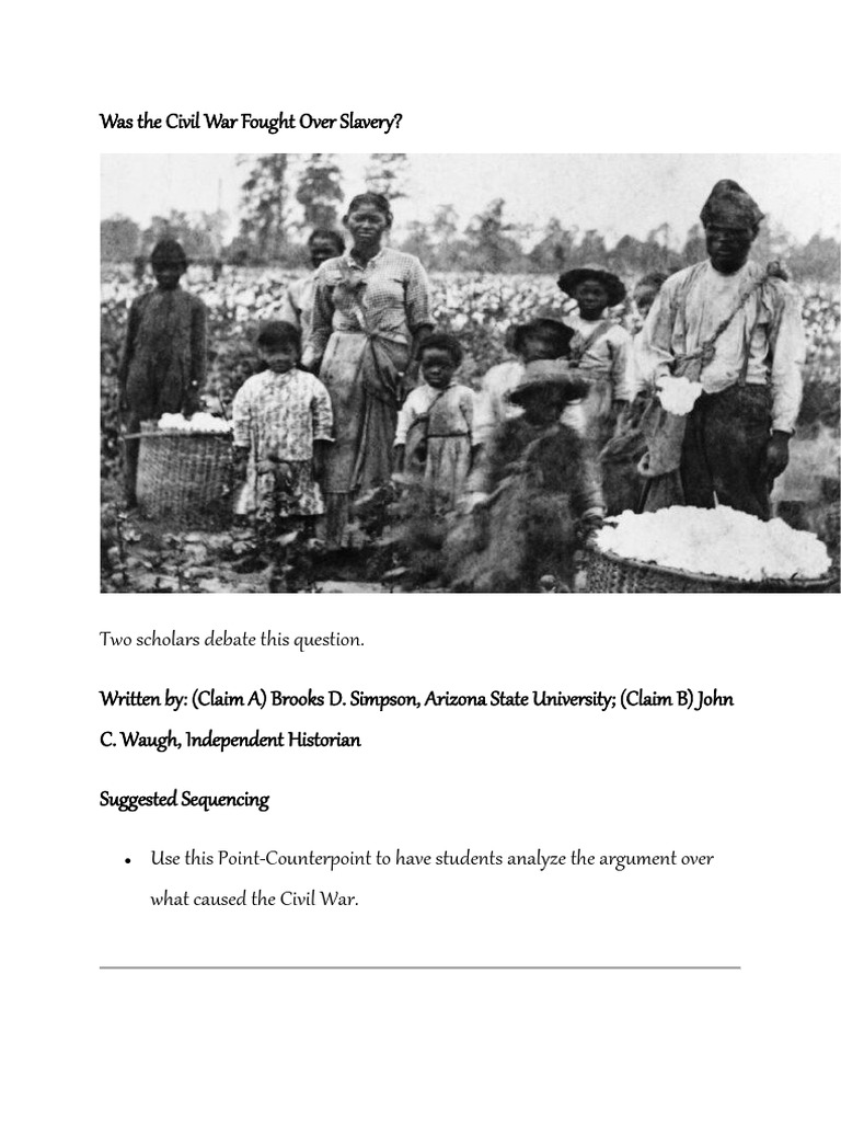 Was The Civil War Fought Over Slavery PDF Macroeconomics Inflation