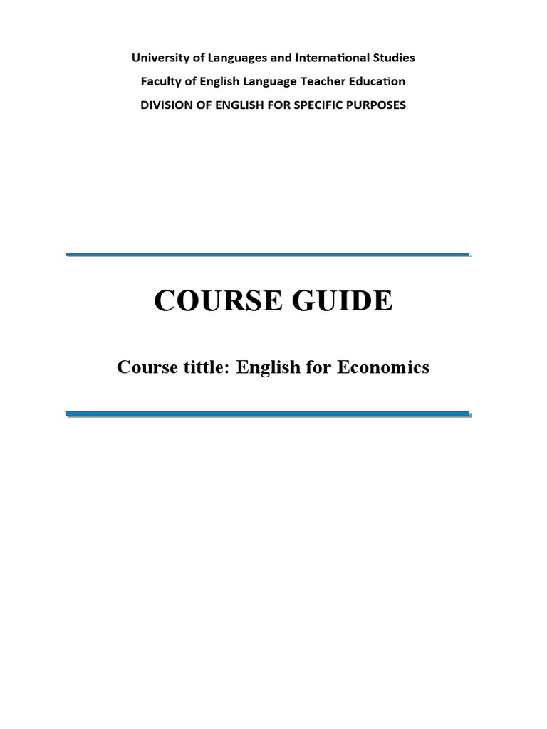 ENG3072.English For Economics - Course Guide - English | PDF ...