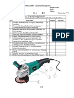 Checklist For Equipment Inspection Portable Grinder