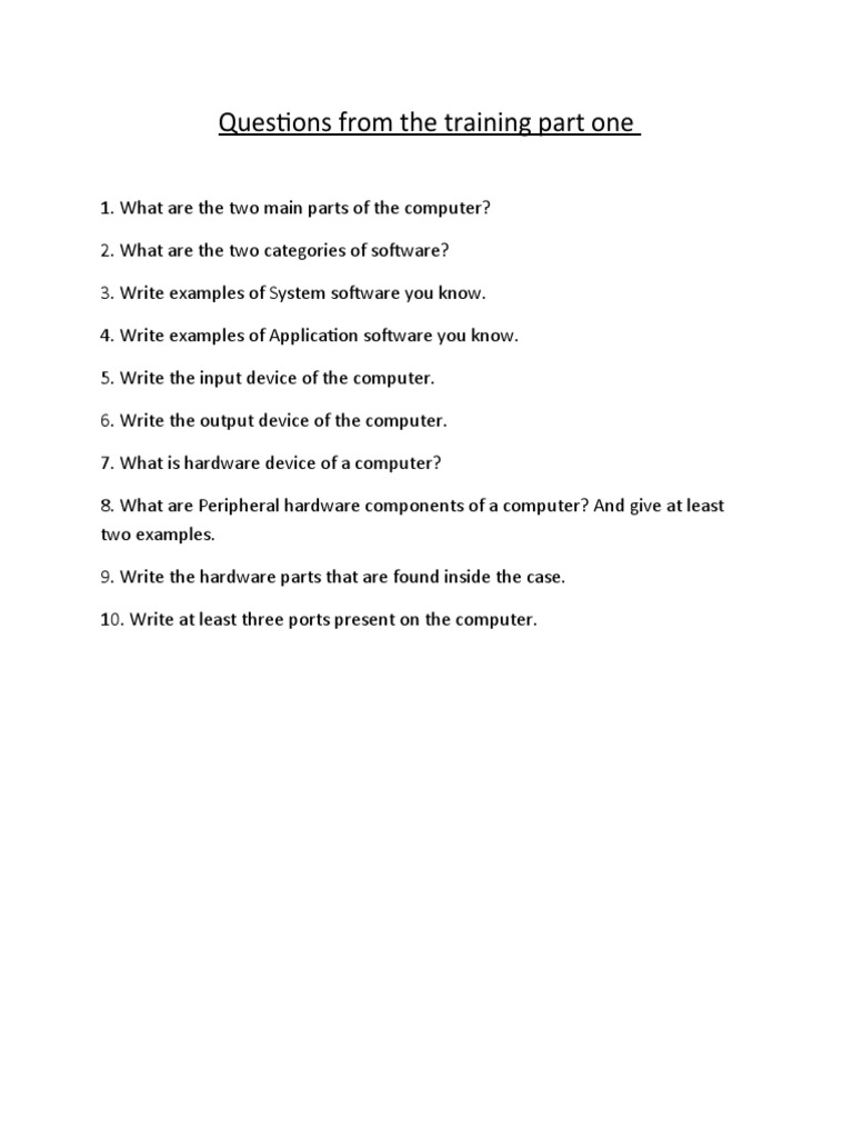 Computer Basics Training Questions | PDF