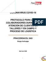 Protocolo Corporativo COVID-19 para Servicio y Logística