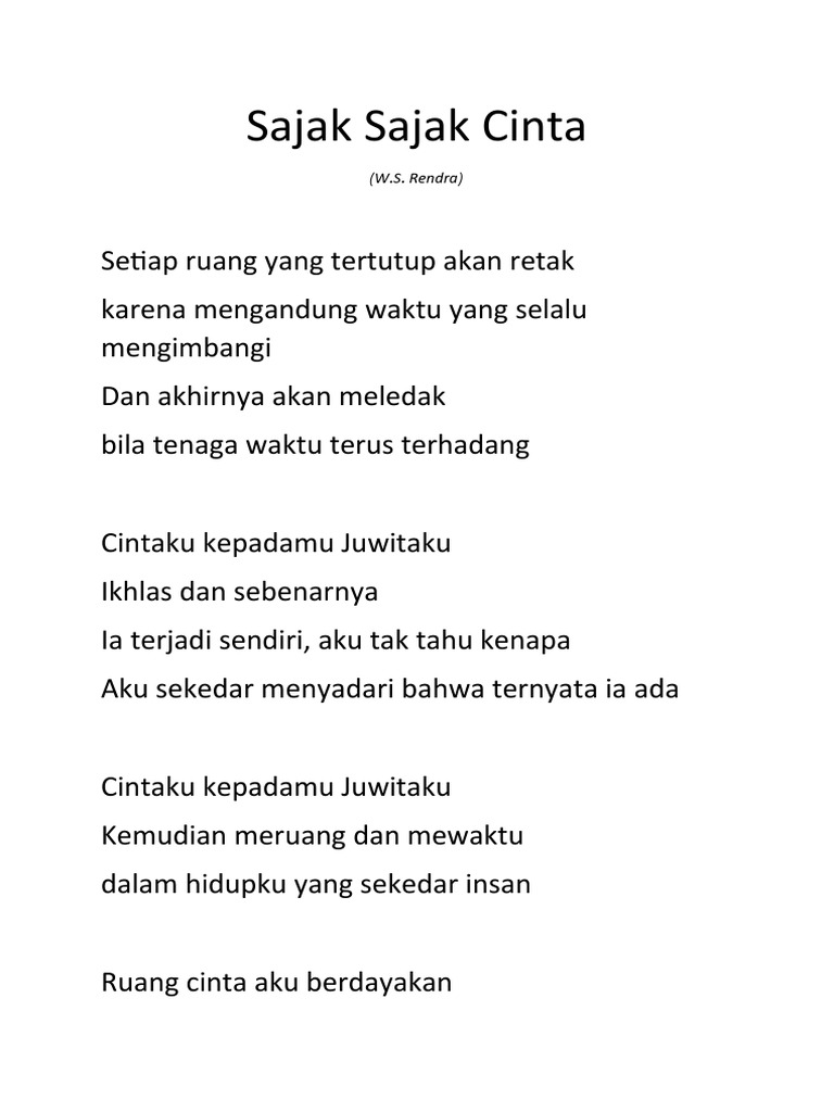 Sajak Cinta W.S. Rendra | PDF | Puisi