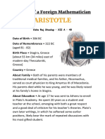 Aristotle: History of A Foreign Mathematician