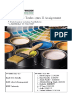 Quantitative Techniques II Assignment: A Detailed Analysis On Indian Paint Industry-" A Plethora of Colours"