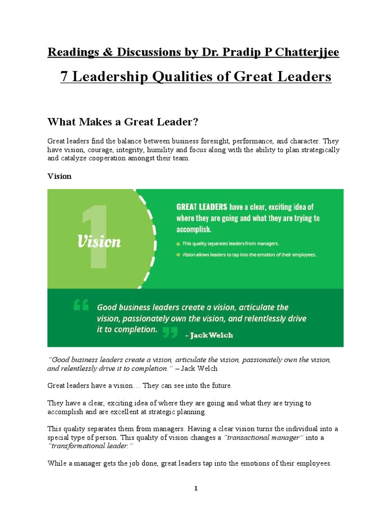 7 Essential Leadership Qualities | PDF | Leadership | Courage
