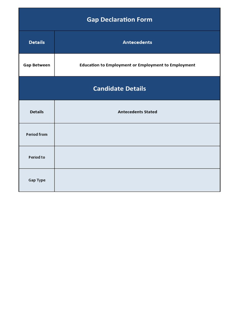 Gap Declaration Form Template | PDF