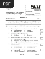 Fbise: Federal Board SSC-I Examination English Model Question Paper