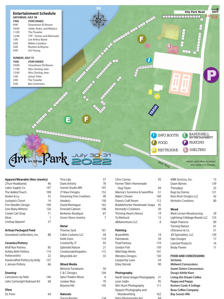Art in the Park map PDF Artistic Techniques Crafts