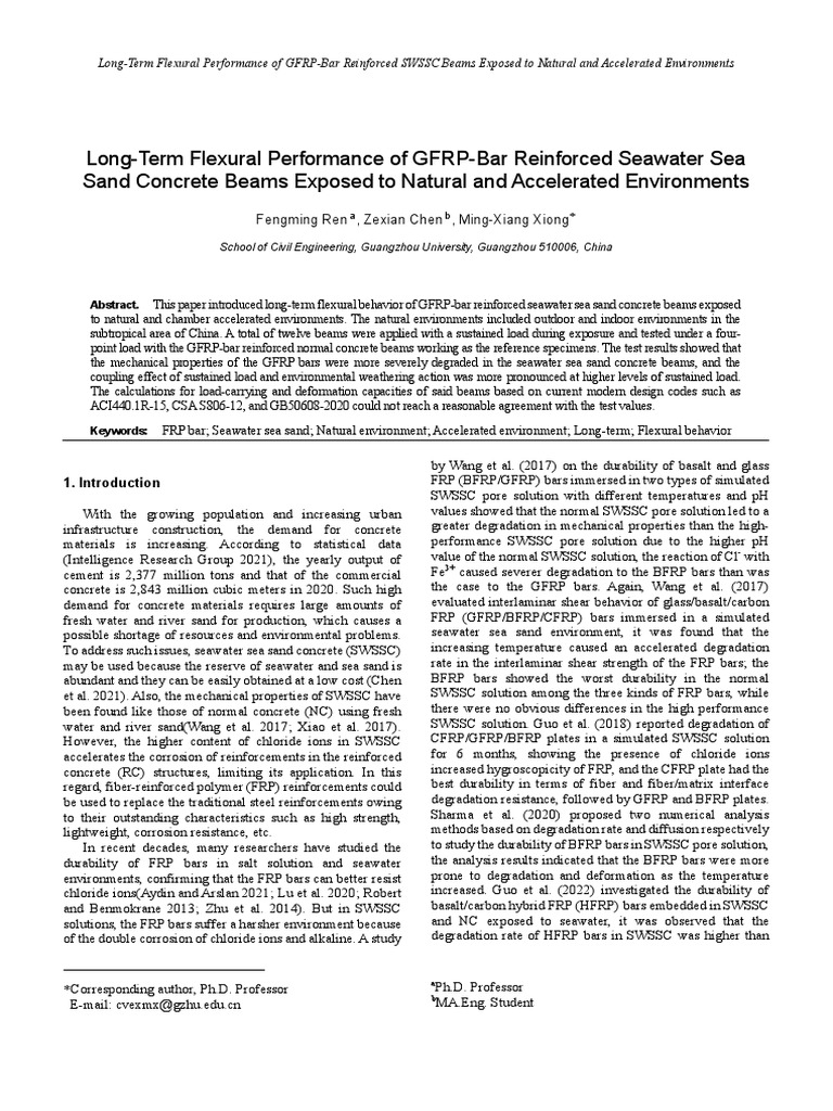 GFRP-Bar Performance in SWSSC Beams | PDF | Concrete | Beam (Structure)