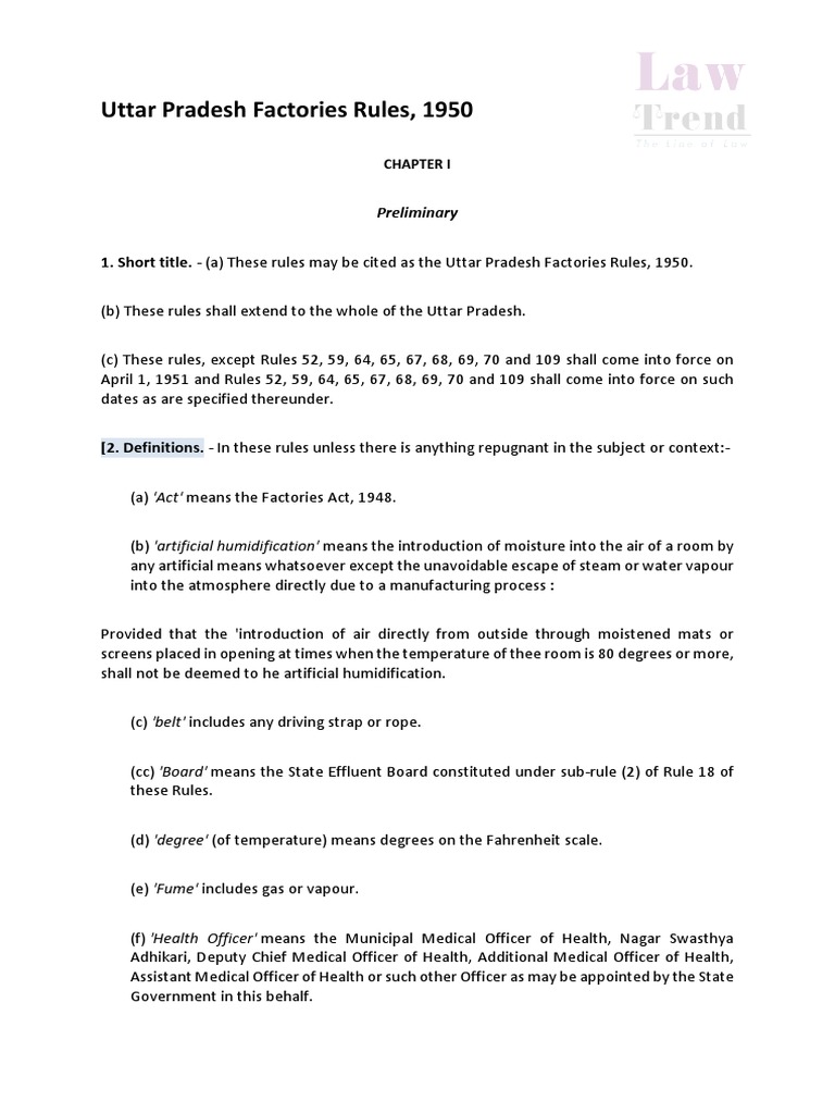 Uttar Pradesh Factory Rules 1950 | PDF | Lighting | License