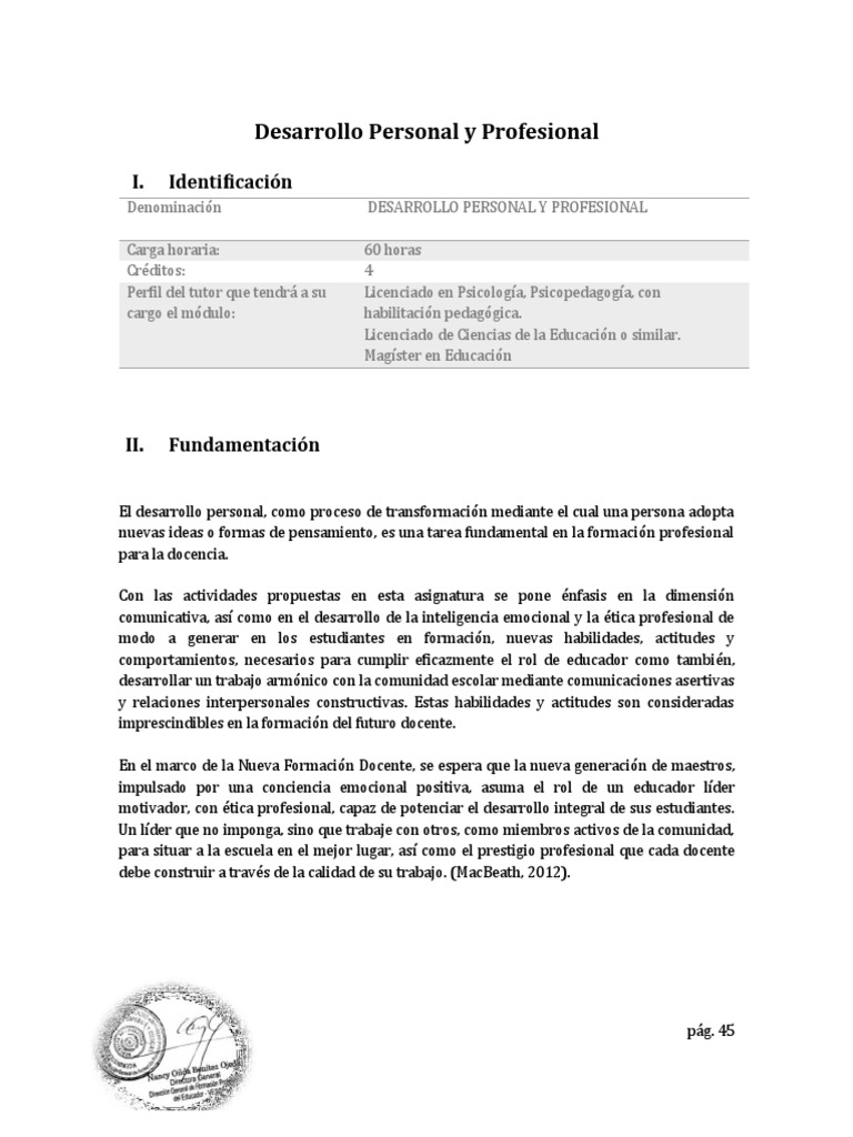 Desarrollo Personal y Profesional Docente | PDF | Maestros | Las emociones