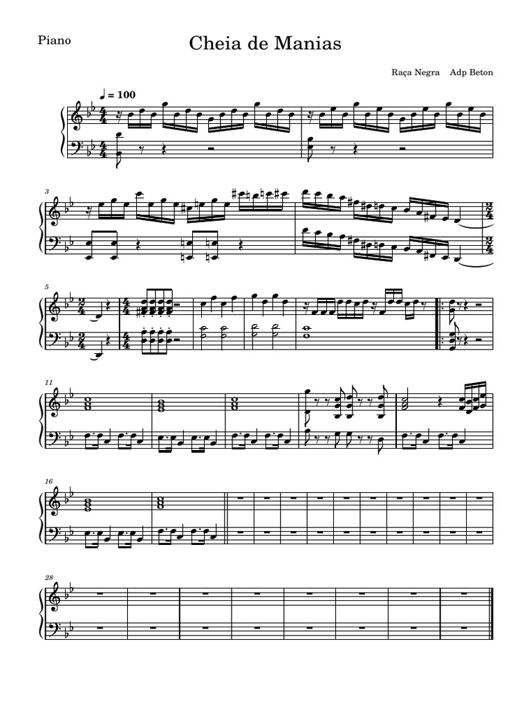 Cheia de Manias PIANO-Piano | PDF