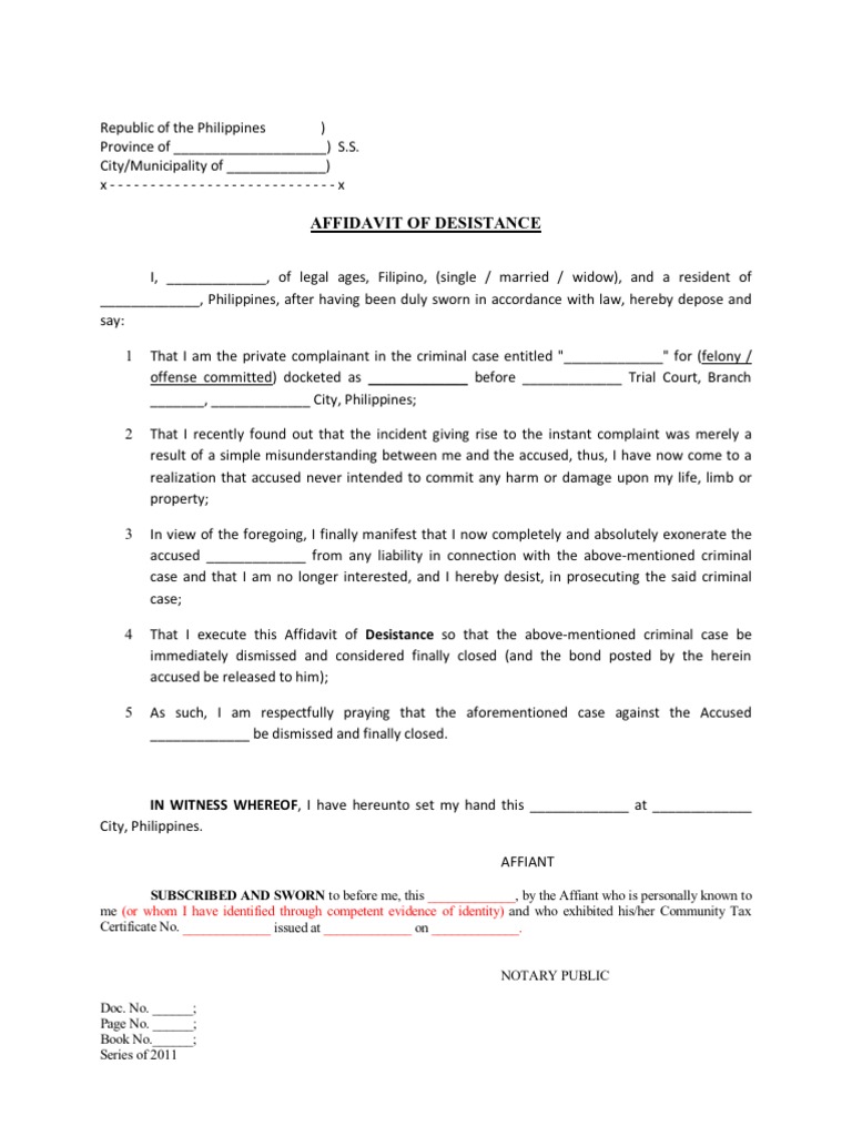 Affidavit of Desistance | PDF