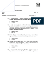 Prova ADAPTADA Mensal de Filosofia 1 Ano 2 Bimestre 2