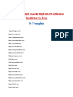 FT Thoughts: List of 100+ High Quality High DA PA Dofollow Backlinks For Free