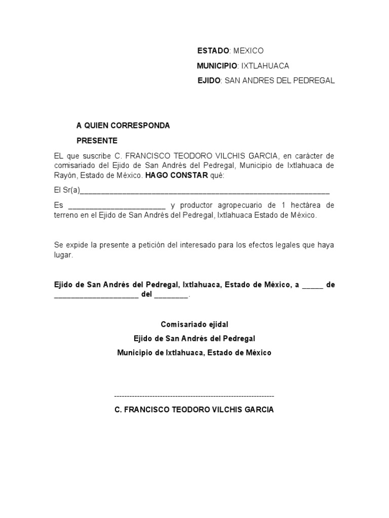 Constancia Ejidal Pdf