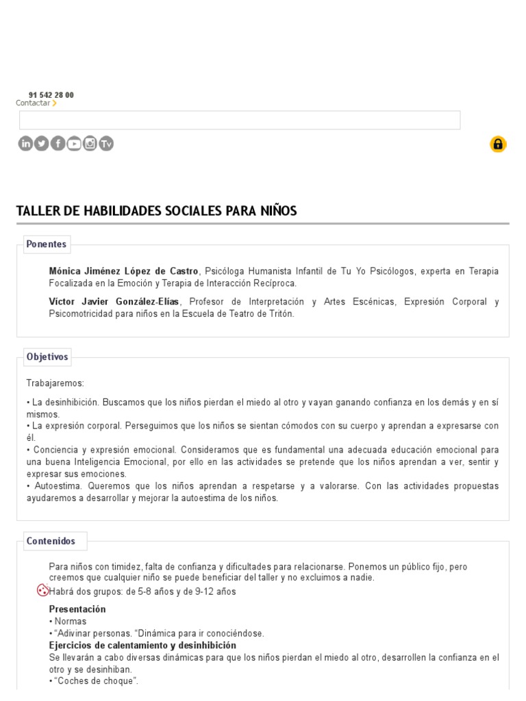 Taller de Habilidades Sociales para Niños | PDF | Las emociones ...