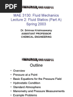 MAE 3130: Fluid Mechanics Lecture 2: Fluid Statics (Part A) Spring 2003