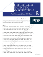 Paul Carley British English Phonetic Transcription Key To Chapter 1