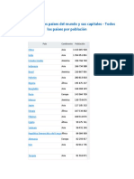 Lista de Todos Los Países Del Mundo y Sus Capitales - Todos Los Países Por Población