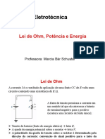 Lei de Ohm, potência e eficiência em circuitos elétricos