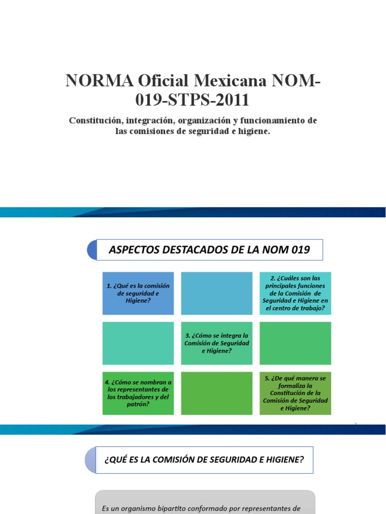 Constitución y Funciones de la CSH NOM-019 | PDF