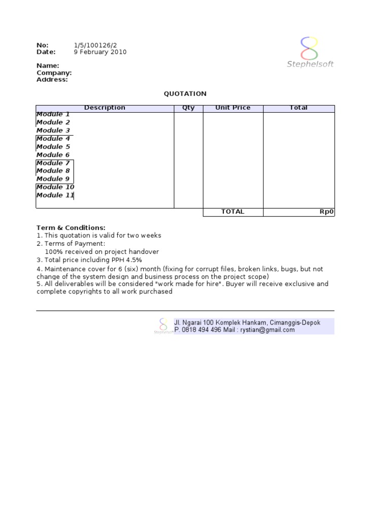 Quotations Template | PDF | Business | Technology & Engineering