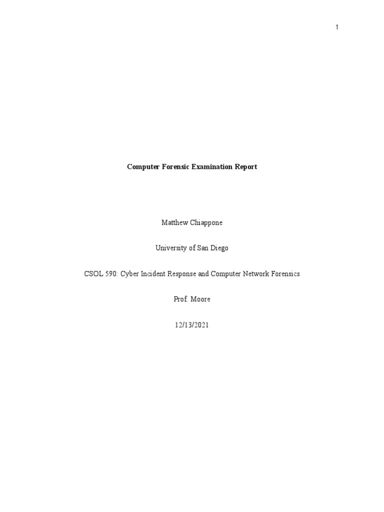 Computer Forensic Examination Report | PDF | Digital Forensics ...