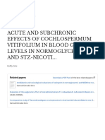 Acute and Subchronic Effects of Cochlospermum Vitifolium in Blood Glucose Levels in Normoglycemic and Stz-Nicoti..