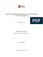 Analyse Du Phénomène Des Gangs de Rue Sur Le Territoire de La Ville de Québec