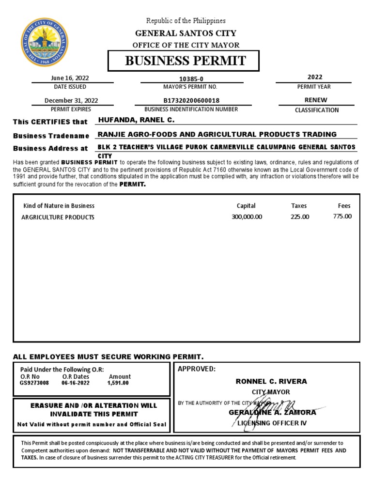 Business Permit Business Permit General Santos City General Santos