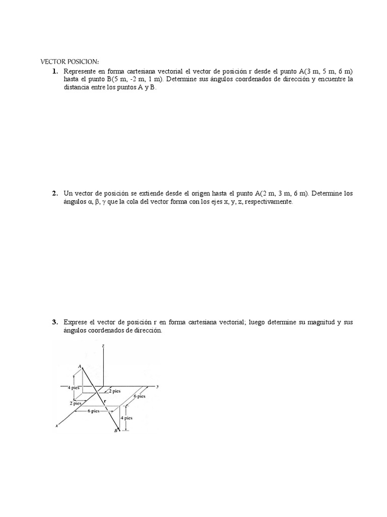 Vectores Posicion | PDF | Vector Euclidiano | Sistema de coordenadas ...