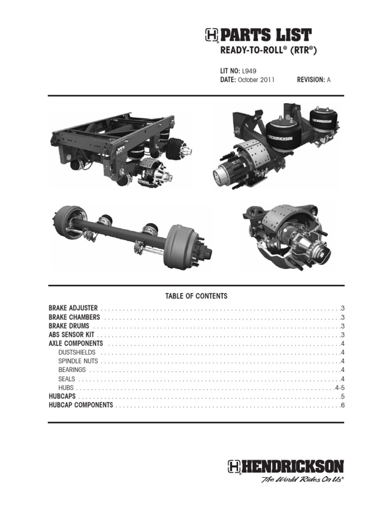 Hendrickson Parts List RTR PDF Anti Lock Braking System Steel