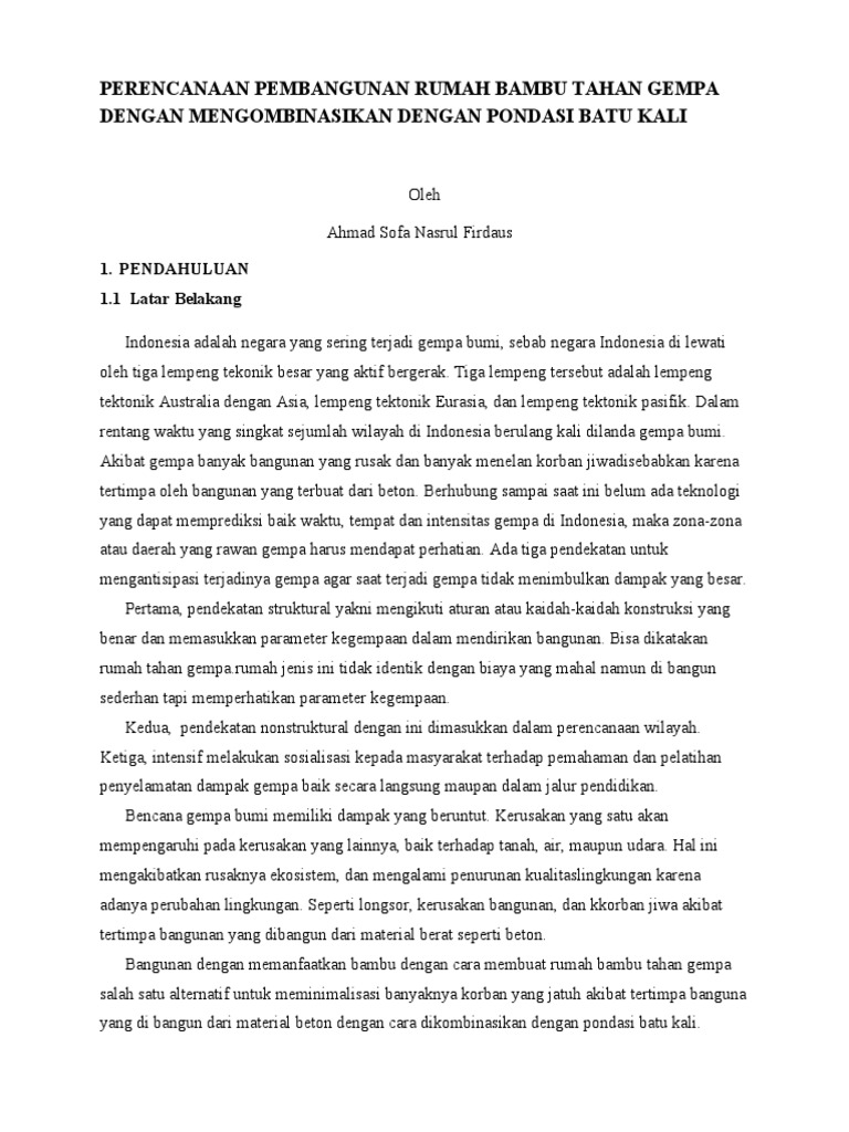 Proses pembangunan Rumah Tanah dengan kerangka bambu dan tanah